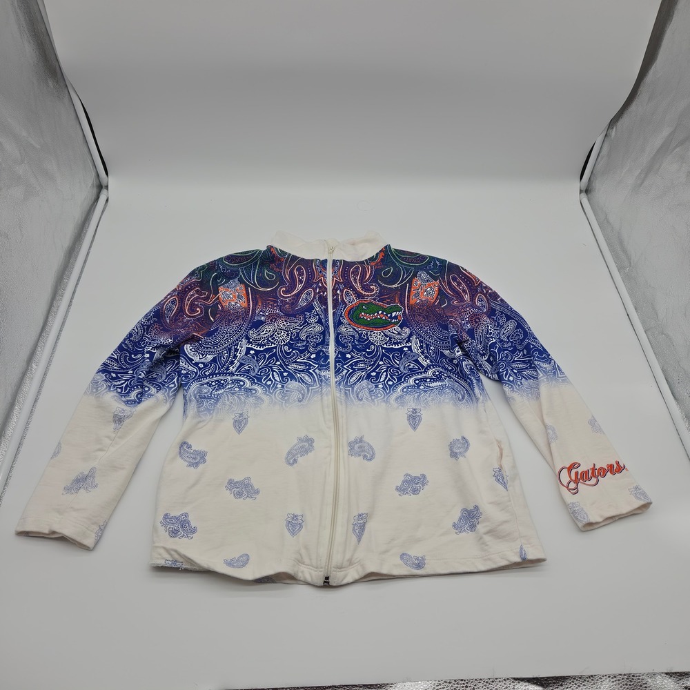 P. Michael Florida Gators Paisley Ombre Full Zip Jacket Womens XL Embellished